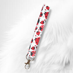 Kulcstartó, táskadísz és csuklópánt katica mintával