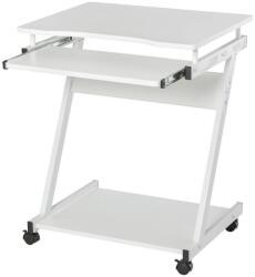 Art Birou calculator, pe roti, metal, pal, cu raft tastatura, alb, max 30 kg, 60x48x73 cm (AR076644)