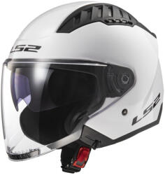 LS2 Alb lucios Cască Moto Jet ECE 22.06 1200gr cu Sunvisor 366001002 (366001002)