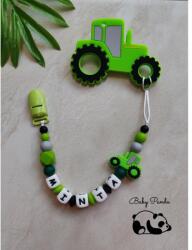 Baby Panda Névre szóló rágcsalánc - Traktor - zöld