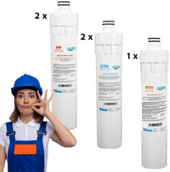 AquaPur - Valrom Pachet rezerve cartuse quick-change pentru statie osmoza inversa Aquapur Valhoh Valrom recomandat pentru 12 luni fara membrana (PACHET_2_AQUA07000711010)