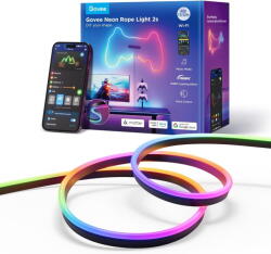 Govee Banda LED Govee Neon Rope 2 H61D4-B RGBIC, Inteligenta, 4m, Sincronizare Muzica, Matter, Wifi, Alexa, Google Asistant -negru (H61D4-B)