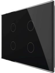 LIVOLO Intrerupator cvadruplu cap scara / cruce wireless cu touch Livolo din sticla, standard Italian - Serie noua, negru, VL-FC4SR-3G-12 (VL-FC4SR-3G-12)