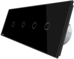 LIVOLO Intrerupator LIVOLO cu touch din sticla cu 4 intrerupatoare simple, Protocol ZigBee, Control de pe telefon, negru, BB-C7-4C1Z-12 (BB-C7-4C1Z-12)