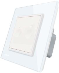 LIVOLO Intrerupator dublu cap scara / cap cruce wireless Livolo din sticla, Serie noua, alb, 782100401SR-11 (782100401SR-11)