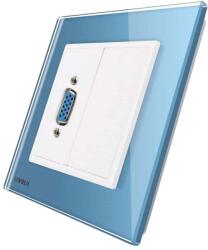 LIVOLO Priza cu mufa VGA mama Livolo cu rama din sticla, albastru, VL-C791VG1-19 (VL-C791VG1-19)