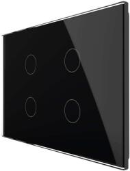 LIVOLO Intrerupator cvadruplu cu touch Livolo din sticla - standard italian, negru, VL-FC4-3G-12 (VL-FC4-3G-12)