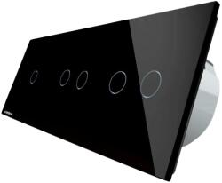 LIVOLO Intrerupator cu touch simplu+dublu+dublu LIVOLO din sticla, Protocol ZigBee, Control de pe telefon, negru, VL-C701Z/702Z/702Z-12 (VL-C701Z/702Z/702Z-12)