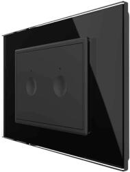 LIVOLO Intrerupator cu variator dublu cu touch Livolo cu rama din sticla, standard Italian, protocol ZigBee - Serie noua, negru, VL-FC2D1Z-3BP-12 (VL-FC2D1Z-3BP-12)