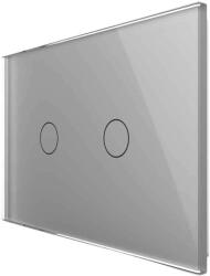 LIVOLO Intrerupator dublu cu touch Livolo din sticla, standard Italian, protocol ZigBee - Serie noua, gri, VL-FC2Z-3G-15 (VL-FC2Z-3G-15)