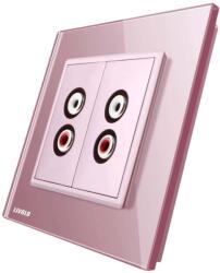 LIVOLO Priza dubla audio Livolo cu rama din sticla, roz, VL-C792AD-17 (VL-C792AD-17)
