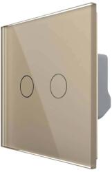 LIVOLO Intrerupator Dublu Cap Scara / Cruce Wi-Fi cu Touch LIVOLO din Sticla - Serie Noua, auriu, VL-FC2SNY-2G-2A (VL-FC2SNY-2G-2A)