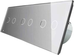 LIVOLO Intrerupator dublu+dublu+dublu cu touch Livolo din sticla, Protocol ZigBee, Control de pe telefon, gri, VL-C702Z/C702Z/C702Z-15 (VL-C702Z/C702Z/C702Z-15)