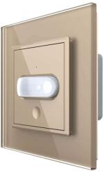 LIVOLO Intrerupator senzor de miscare PIR Livolo cu rama din sticla, auriu, VL-FCU-2AP-13 (VL-FCU-2AP-13)