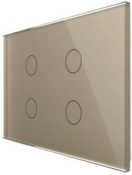LIVOLO Intrerupator cvadruplu cap scara / cruce wireless cu touch Livolo din sticla, standard Italian - Serie noua, auriu, VL-FC4SR-3G-13 (VL-FC4SR-3G-13)