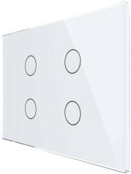 LIVOLO Intrerupator cvadruplu cap scara / cruce wireless cu touch Livolo din sticla, standard Italian - Serie noua, alb, VL-FC4SR-3G-11 (VL-FC4SR-3G-11)
