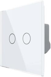 LIVOLO Intrerupator Dublu Cap Scara / Cruce Wi-Fi cu Touch LIVOLO din Sticla - Serie Noua, alb, VL-FC2SNY-2G-2W (VL-FC2SNY-2G-2W)