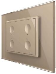 LIVOLO Intrerupator cvadruplu cu touch Livolo cu rama din sticla, protocol ZigBee, standard Italian - Serie noua, auriu, VL-FC4Z-3AP-13 (VL-FC4Z-3AP-13)