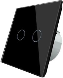 LIVOLO Intrerupator dublu cu revenire / contact uscat Livolo cu touch din sticla, negru, VL-C702CH-12 (VL-C702CH-12)