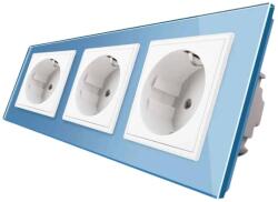 LIVOLO Priza tripla Livolo cu rama din sticla, albastru, VL-C7C3EU-19 (VL-C7C3EU-19)