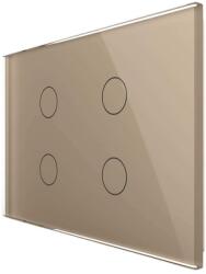LIVOLO Intrerupator cvadruplu cu touch Livolo din sticla, standard Italian, protocol ZigBee - Serie noua, auriu, VL-FC4Z-3G-13 (VL-FC4Z-3G-13)