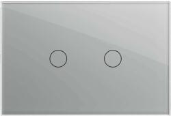 LIVOLO Intrerupator dublu cu touch Livolo din sticla, standard italian - Serie noua, gri, VL-FC2-3G-15 (VL-FC2-3G-15)