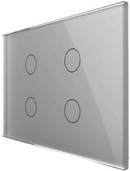 LIVOLO Intrerupator cvadruplu cu touch Livolo din sticla, standard Italian, protocol ZigBee - Serie noua, gri, VL-FC4Z-3G-15 (VL-FC4Z-3G-15)