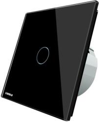 LIVOLO Intrerupator simplu cu timer si touch Livolo din sticla, negru, VL-C701T-12 (VL-C701T-12)