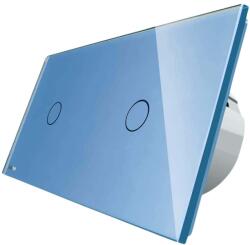 LIVOLO Intrerupator simplu + simplu cu touch Livolo din sticla, albastru, VL-C701/C701-19 (VL-C701/C701-19)