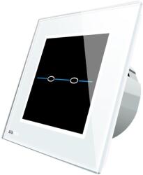 LIVOLO Intrerupator dublu cu touch Livolo din sticla - Seria R, alb, VL-R702-31 (VL-R702-31)