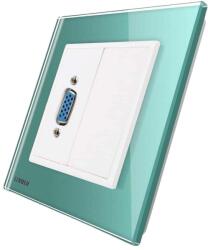 LIVOLO Priza cu mufa VGA mama Livolo cu rama din sticla, verde, VL-C791VG1-18 (VL-C791VG1-18)