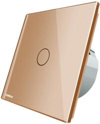 LIVOLO Intrerupator simplu cu revenire contact uscat Livolo cu touch din sticla, auriu, VL-C701IH-13 (VL-C701IH-13)