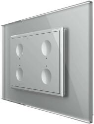 LIVOLO Intrerupator cvadruplu cap scara / cap cruce cu touch Livolo cu rama din sticla, standard Italian - Serie noua, gri, VL-FC4S-3IP-15 (VL-FC4S-3IP-15)