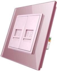 LIVOLO Priza dubla internet Livolo cu rama din sticla, roz, VL-C792C-17 (VL-C792C-17)