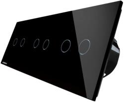 LIVOLO Intrerupator dublu+dublu+dublu cu touch Livolo din sticla, negru, VL-C702/C702/C702-12 (VL-C702/C702/C702-12)