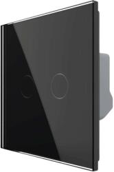 LIVOLO Intrerupator Dublu cu Variator LIVOLO cu Touch Din Sticla - Serie Noua, negru, VL-FC2D2-2G-2B (VL-FC2D2-2G-2B) - fluxone