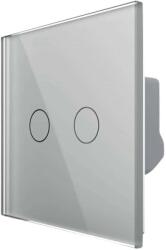 LIVOLO Intrerupator Dublu Cap Scara / Cruce cu Touch LIVOLO din Sticla - protocol ZigBee, Serie Noua, gri, VL-FC2SZ-2G-2I (VL-FC2SZ-2G-2I)