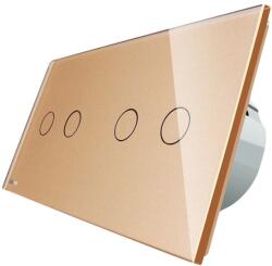 LIVOLO Intrerupator dublu + dublu cu touch Livolo din sticla, auriu, VL-C702/C702-13 (VL-C702/C702-13)