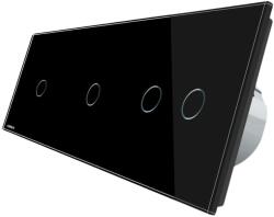 LIVOLO Intrerupator cu touch simplu+simplu+dublu LIVOLO din sticla, Protocol ZigBee, Control de pe telefon, negru, VL-C701Z/C701Z/C702Z-12 (VL-C701Z/C701Z/C702Z-12)