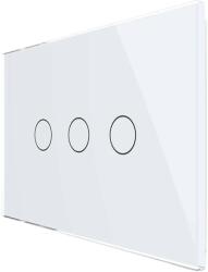 LIVOLO Intrerupator triplu cap scara / cruce cu touch Livolo din sticla, standard italian - Serie noua, alb, VL-FC3S-3G-11 (VL-FC3S-3G-11)
