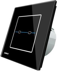 LIVOLO Intrerupator dublu cu touch Livolo din sticla - Seria R, negru, VL-R702-32 (VL-R702-32)