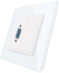 LIVOLO Priza cu mufa VGA mama Livolo cu rama din sticla, alb, VL-C791VG1-11 (VL-C791VG1-11)