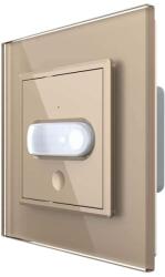LIVOLO Senzor de Miscare PIR Livolo cu Rama din Sticla, Protocol ZigBee, auriu, VL-FCUZ-2AP-13 (VL-FCUZ-2AP-13)