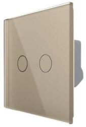 LIVOLO Intrerupator Dublu LIVOLO cu Touch din Sticla Securizata - Serie Noua, auriu, VL-FC2-2G-2A (VL-FC2-2G-2A)