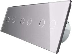 LIVOLO Intrerupator dublu+dublu+dublu cu touch Livolo din sticla, gri, VL-C702/C702/C702-15 (VL-C702/C702/C702-15)