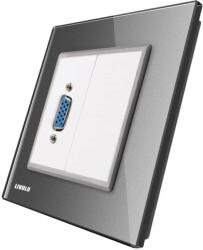 LIVOLO Priza cu mufa VGA mama Livolo cu rama din sticla, gri, VL-C791VG1-15 (VL-C791VG1-15)