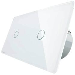LIVOLO Intrerupator simplu + simplu cu touch Livolo din sticla, alb, VL-C701/C701-11 (VL-C701/C701-11)
