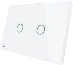 LIVOLO Intrerupator dublu wireless cu variator cu touch Livolo din sticla - standard italian, alb, VL-C902DR-81 (VL-C902DR-81)
