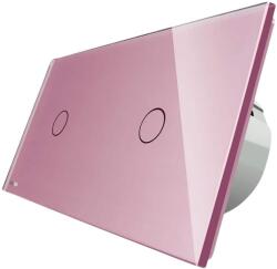 LIVOLO Intrerupator simplu + simplu cu touch Livolo din sticla, roz, VL-C701/C701-17 (VL-C701/C701-17)