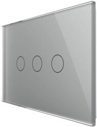 LIVOLO Intrerupator triplu cap scara/cruce wireless cu touch Livolo din sticla - standard italian, gri, VL-FC3SR-3G-15 (VL-FC3SR-3G-15)